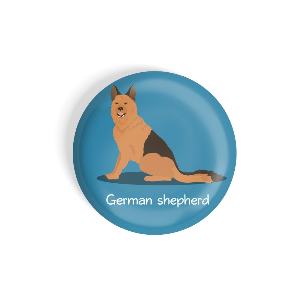 dhcrafts Round Fridge Magnet Blue Color German Shepherd Pet Dog Glossy Finish Design Pack of 1 (58 mm)